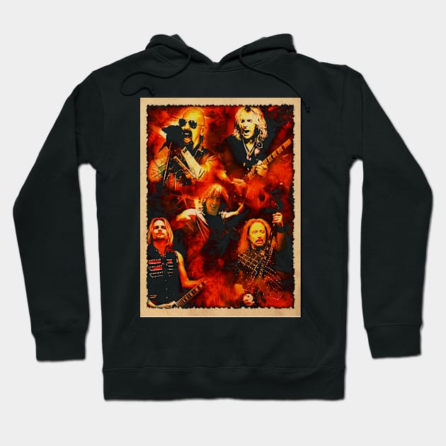 Breaking the Law Vibes Priest Retro Metal Iconic Couture Threads Hoodie by Julie lovely drawings